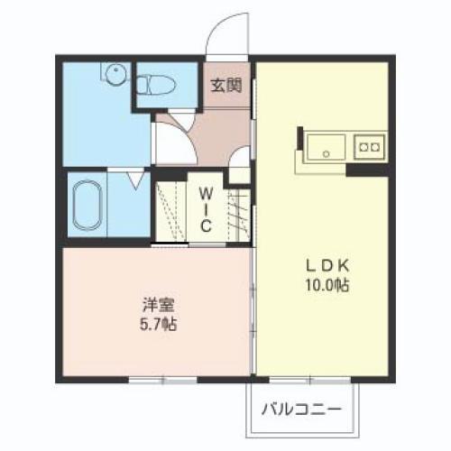 KARASU I(1LDK/2階)の間取り写真
