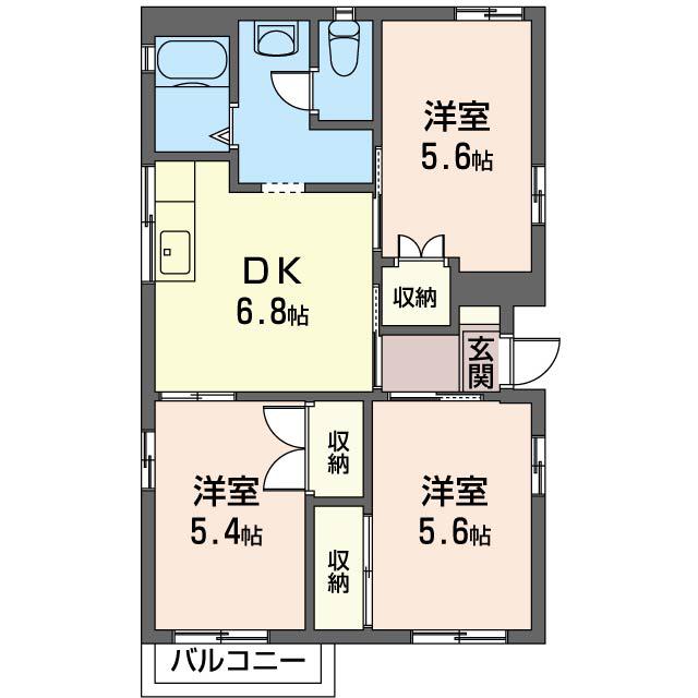 エミグラントTKII(3DK/1階)の間取り写真