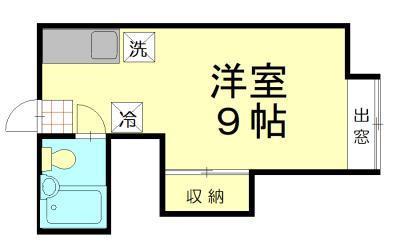 リバーサイド川元B(ワンルーム/1階)の間取り写真