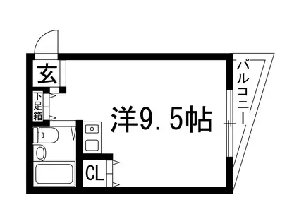 上中マンション(ワンルーム/2階)の間取り写真