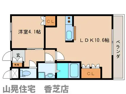 ラ・ポーラ滝川II番館(1LDK/3階)の間取り写真