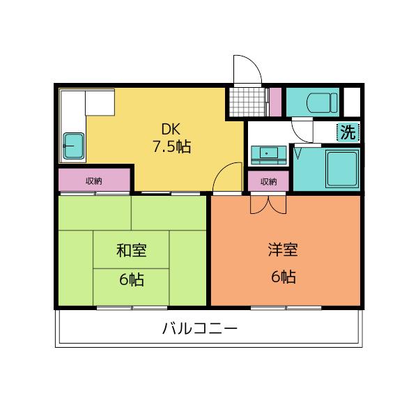 アクティーコーポ 208(2DK/2階)の間取り写真