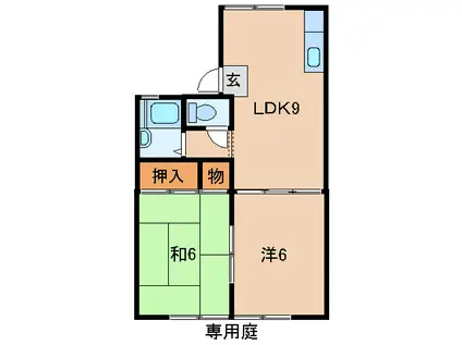 ニューハイツニシオカ(2LDK/1階)の間取り写真