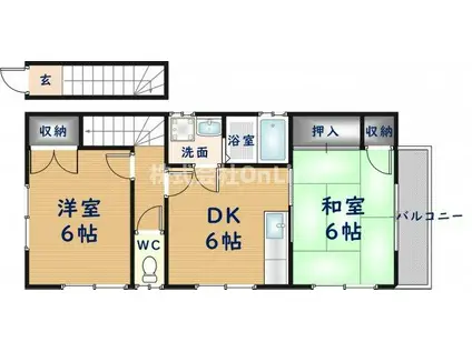 阪野ハイツ(2DK/2階)の間取り写真