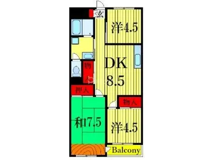 第2プラムフラワーガーデン(3DK/3階)の間取り写真