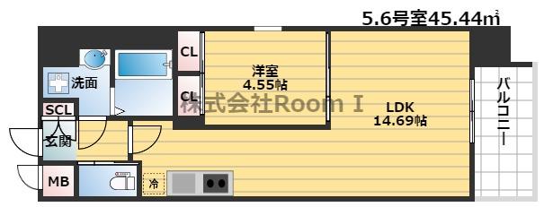 レオングラン本町橋(1LDK/4階)の間取り写真