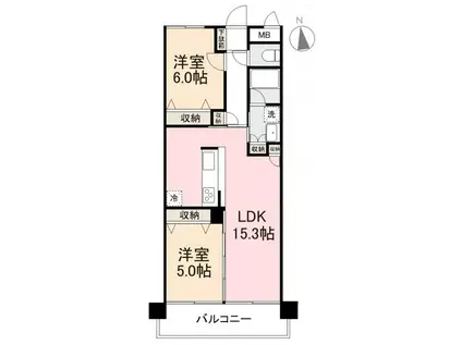 STAGE ONE(2LDK/5階)の間取り写真