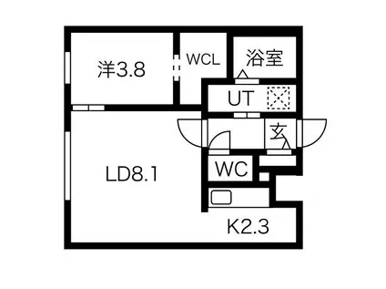 ベリッシモハッサム(1LDK/1階)の間取り写真