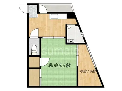 本田マンション1号棟(2K/3階)の間取り写真