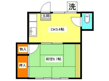 元木荘(1DK/1階)の間取り写真