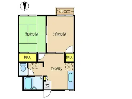 さかえハイツB(2DK/2階)の間取り写真