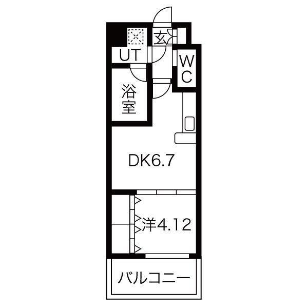 プレジオ中津(1DK/5階)の間取り写真