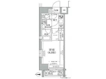 ルフレプレミアム神楽坂(1K/6階)の間取り写真