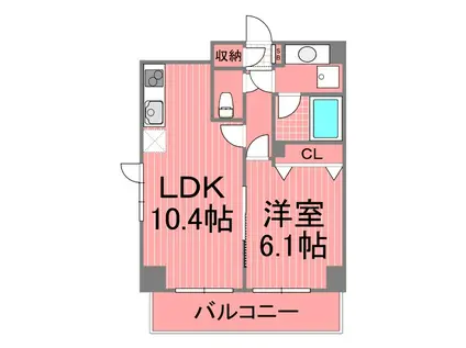 アンビエンテ横浜鴨居(1LDK/1階)の間取り写真