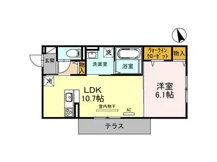 ラフィーネ八尾東(1LDK/1階)の間取り写真