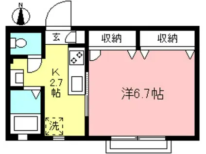 パークアネックスII(1K/1階)の間取り写真