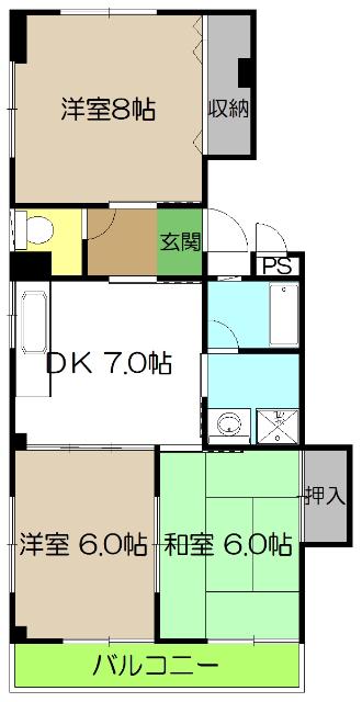 パークサイド葛島(3DK/2階)の間取り写真