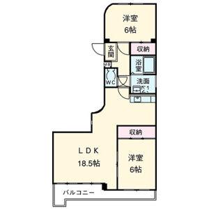 牧の原ハイツ(2LDK/4階)の間取り写真