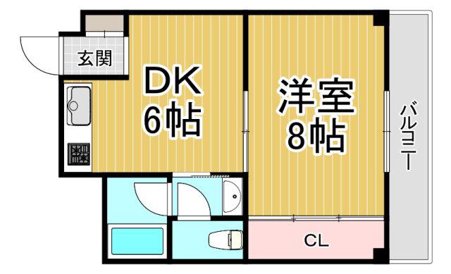 曙コーポ(1DK/3階)の間取り写真