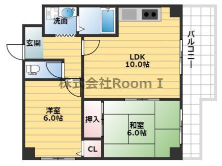 第三西原ハイツ(2LDK/5階)の間取り写真