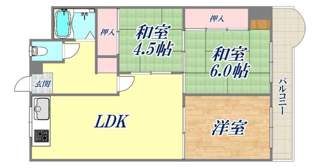 東朋第一マンション(3LDK/3階)の間取り写真