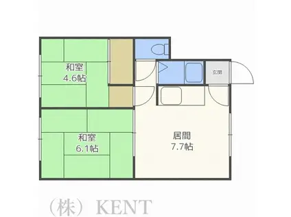 土肥ハイツ(2DK/3階)の間取り写真