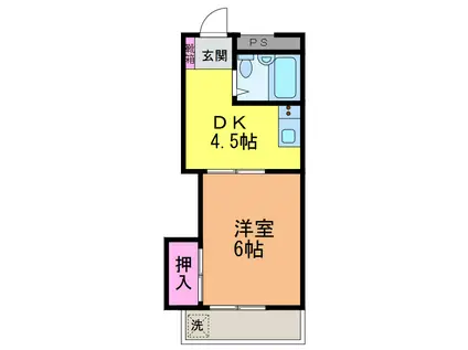 カーサ余戸南(1DK/1階)の間取り写真