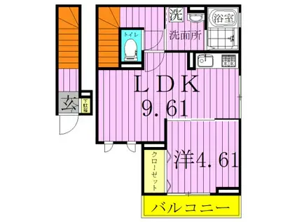 リビエラ2(1LDK/2階)の間取り写真