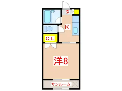 太陽ハイツ(1K/4階)の間取り写真