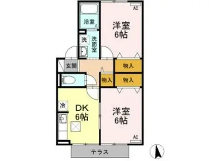 パークサイド堀南E(2DK/1階)の間取り写真