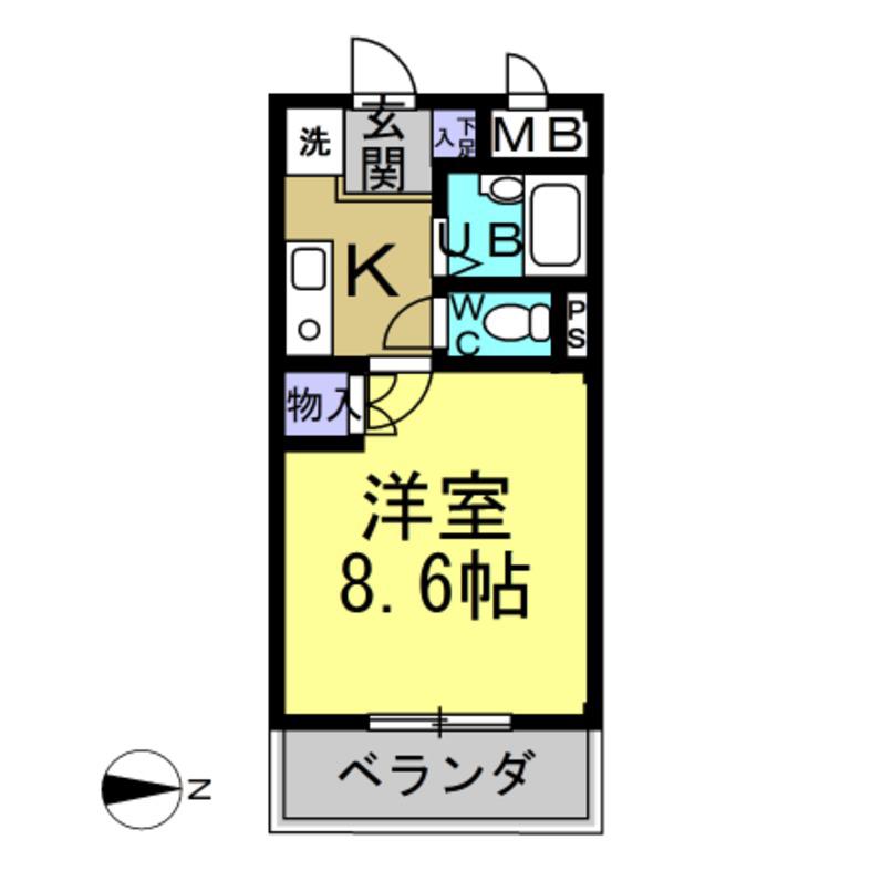 グレイスコート樹木(1K/3階)の間取り写真