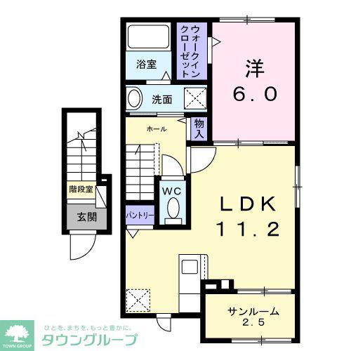 コンフォート ヒル(1LDK/2階)の間取り写真