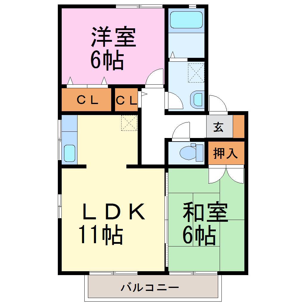 サンメゾンC(2LDK/1階)の間取り写真