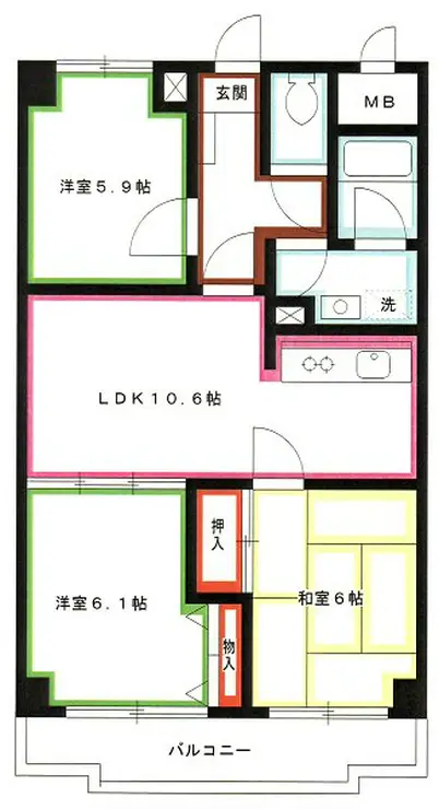エスポワール小金井 3階階 間取り