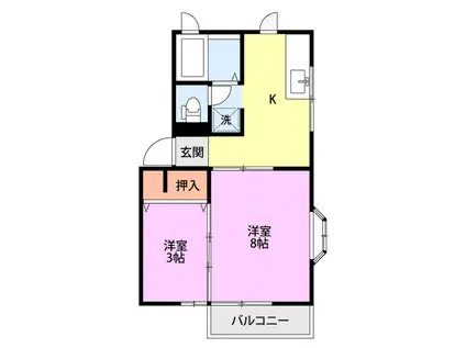 シェリールI(2K/2階)の間取り写真