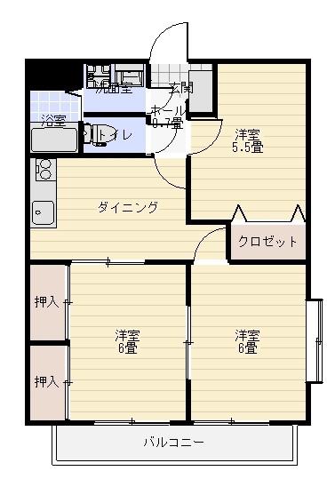 セラヴィII(3DK/3階)の間取り写真