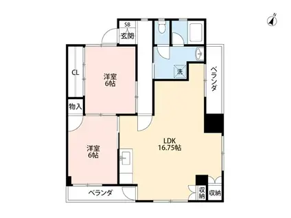 ロフティ・エスアイピ(2LDK/3階)の間取り写真