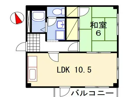 船場スカイハイツ(1LDK/4階)の間取り写真