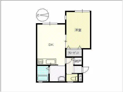 EXES(1DK/2階)の間取り写真