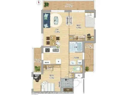 N氏共同(2LDK/2階)の間取り写真