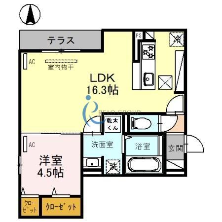 CLASHIST平野西ノース(1LDK/1階)の間取り写真