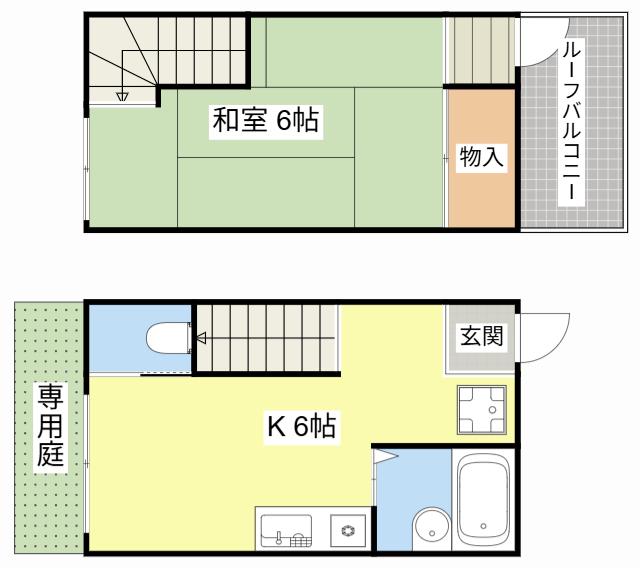グリーンヒル(1DK/1階)の間取り写真