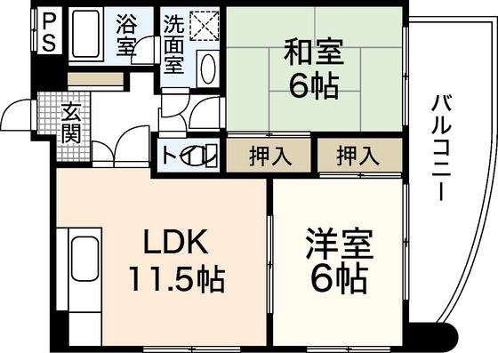 第2イノウエビル(2LDK/8階)の間取り写真