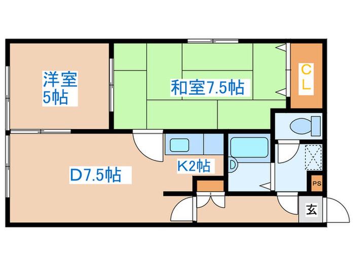 タクニヴァス(2DK/4階)の間取り写真