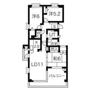 ダイアパレスラピュータ国見E棟(3LDK/2階)の間取り写真
