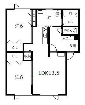 カサベルテII(2LDK/1階)の間取り写真
