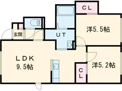 PUMPKIN TOKUDA A(2LDK/1階)の間取り写真