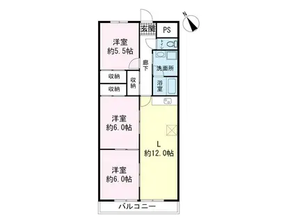 メゾン興国(3LDK/4階)の間取り写真