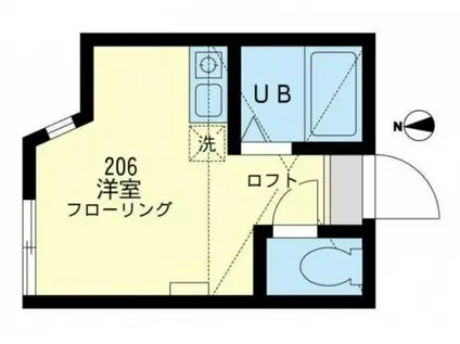 ユナイト根岸アルメニアの杜(ワンルーム/2階)の間取り写真