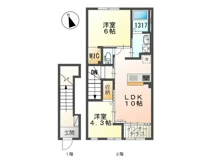 ルミナスピュア神戸(2LDK/2階)の間取り写真
